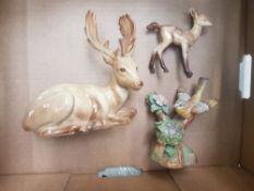 Beswick Stag and Foal together with Crown Staffs Bird Figure (a/f)