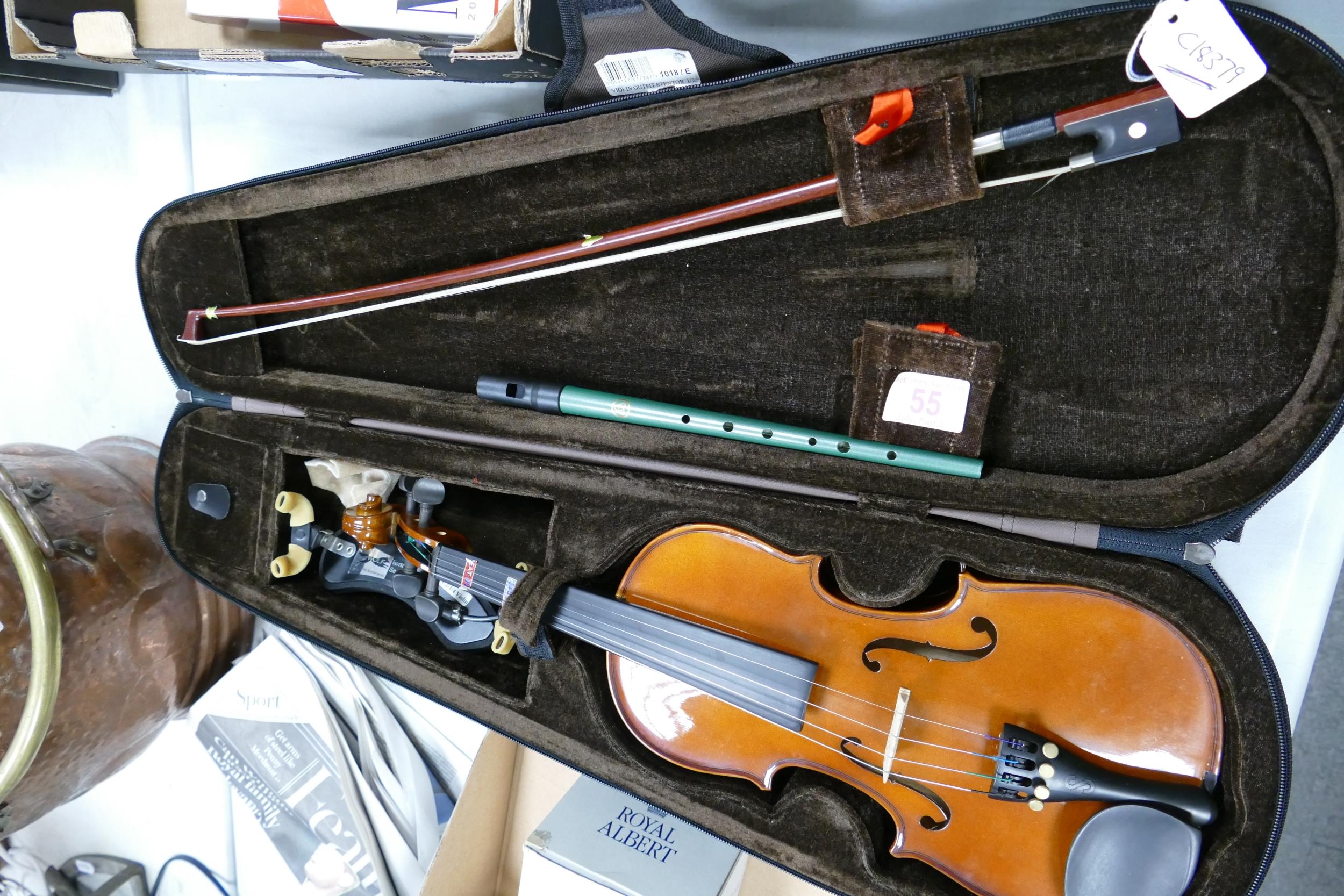 Cased Student Violin with bow & accessories