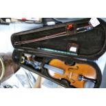 Cased Student Violin with bow & accessories