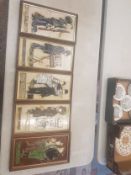 A collection of framed Maws Tiles to include Chimney Sweep, Street Trader, Victorian Used Vendors,