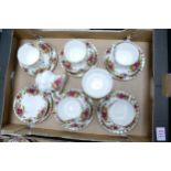 Royal Albert Old Country Rose pattern set of six trio's & matchingmilk jug & sugar bowl(2nds)