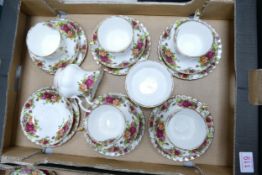 Royal Albert Old Country Rose pattern set of six trio's & matchingmilk jug & sugar bowl(2nds)