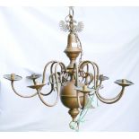 Vintage Flemish Style Brass & Copper 8 branch chandelier, diameter 85cm