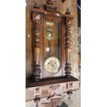 Early 20th Century Mahogany Vienna type wall Clock 100cm H