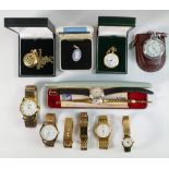 A collection of Ladies and gentlemans vintage wristwatches and fob watches including Avia, Oris,