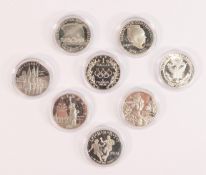 8 x USA commemorative silver 1 dollar coins