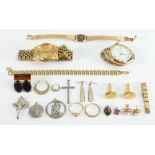 Seiko ladies & Gents watch, modern pocket watch, assortment of non gold costume jewellery, cuff