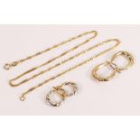 9ct gold chain, together with 2 x pairs 9ct gold earrings, gross weight 5g.