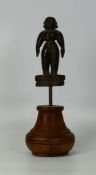 South Indian Andhra Pradesh Marapachi Doll mounted on turned wooden socle