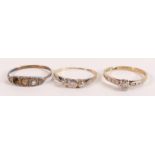 Two x 9ct gold & diamond rings, both with worn shanks, weight 3.28g, together with a 9ct gold &