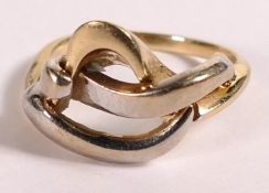 14ct white and yellow gold ring, size M/N, 5.3g.