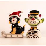 Lorna Bailey pair of cats Christmas sleigh and Milkman the cat (2)