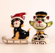 Lorna Bailey pair of cats Christmas sleigh and Milkman the cat (2)