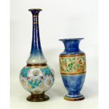 Two Royal Doulton Stoneware blue Chine Vases . height of tallest 30.5cm