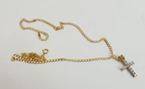 9ct gold necklace and cross, 3.3g.