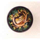 Moorcroft Partridge in a pear tree small footed bowl . Diameter 11.5cm, limited edition of 100 dated