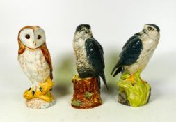 Beswick for Beneagles Scotch Whisky Decanters Merlin, Falcon & Royal Doulton Barn Owl (3)