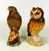 Beswick for Beneagles Sealed Scotch Whisky Decanters Buzzard & Short Eared Owl (2)