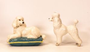 Beswick Poodle standing 2339 and Poodle on a cushion 2958 (2)