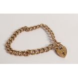9ct rose gold hollow bracelet with heart clasp, 12.2g.