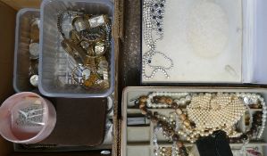 Quantity of assorted old costume jewellery and misc. items including large sterling silver &
