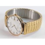 9ct gold gents wristwatch Rotary Date Elite quartz movement watch, hallmarked to reverse of case.