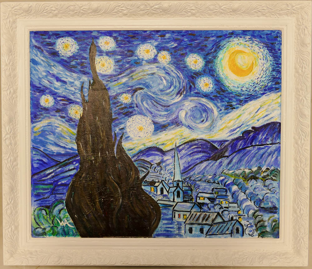 Local artist: Warren Armstrong (1957- ), three framed paintings to include 'A Copy of Starry Night - Image 3 of 4