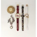 Three Radley Watches with one Fossil example and a faux turqoise and pearl decorative thermometer