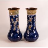 Pair Royal Doulton Lambeth Stoneware Vases, height 33cm(2)