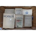 7 books relating to WWII period naval navigation, some bound in sail cloth for protection,