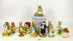 A collection of Beswick & Beatrix Potter Figures Boxed Border Fine Arts Mrs Rabbit, Peter Rabbit,