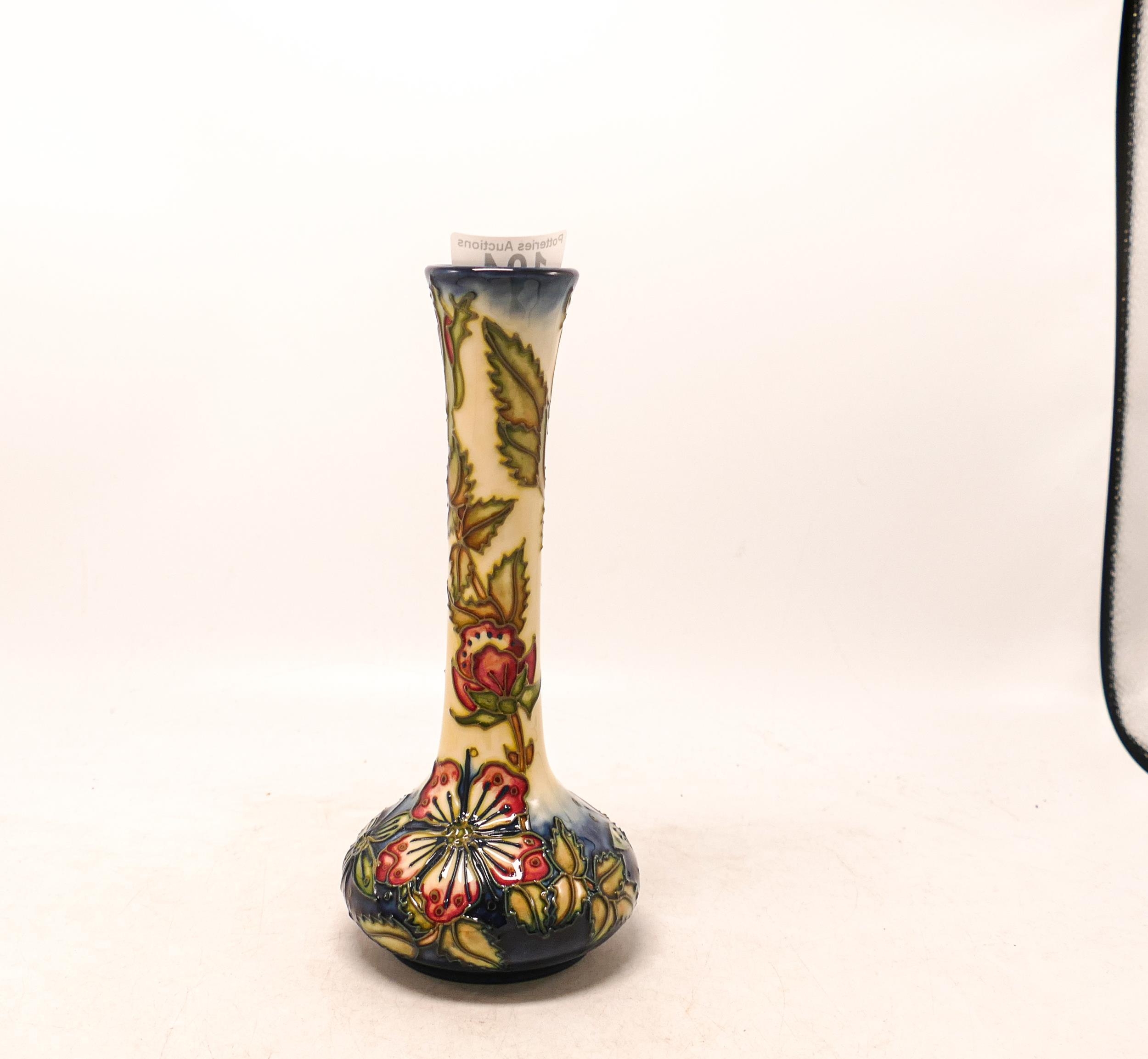 Moorcroft Sweet Briar vase . Height 21cm, dated 1999. Boxed