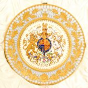 Gilded bone china Limited edition plate made for the Diamond Jubilee. Diameter 32cm, Boxed