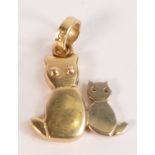 14ct two colour gold cat pendant, 3g.