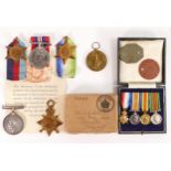 Interesting group of family related medals includes WWI trio to 18518 Pte J R Bates Duke of Cornwall