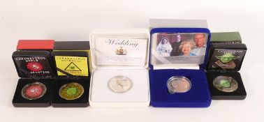 5 x silver crown size coins - 2007 diamond wedding proof, Royal wedding 2011, 2 x Coronavirus silver