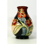 Moorcroft vase in the red tulips pattern, 19cm high.