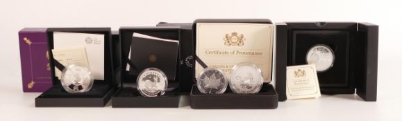 5 x proof silver coins, all cased with certificates - George III 2020 limited ed., 2017