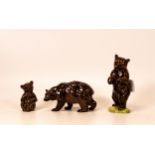 Beswick Brown Bear Family comprising Bear standing 1314, walking 1313 and Cub 1315. (3)