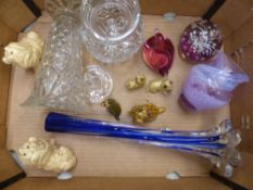 A collection of glassware to include paperweight, Caithness small vase, vases, together with Wade