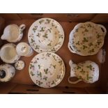 A collection of Wedgwood Wild Srawberry pattern items to include cream jug, small ginger jar,