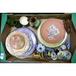 A mixed collection of items to include Torquay Ware, Quimper plates, Watcombe hand decorated