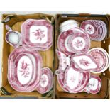 A Large Quantity of Spode Pink Camilla Pattern service ware to include water jug, various platters