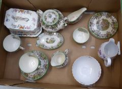 A collection of Copeland Spode items to include teapot, cups, saucers, teapot stand, Spode cheese