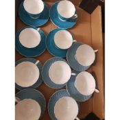 A collection of Aynsley two tone tea/coffee cups and saucers (1 tray).