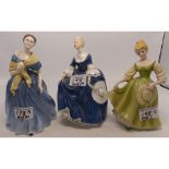 Royal Doulton lady figures Hilary HN2335 (2nds) together with Andrienne HN2304 (2nds) and a