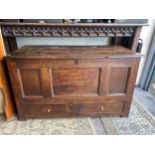 Early 19th Century Dark Oak Mule Chest 69cm H x 120cm W x 54cm D