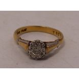 Ladies 18ct yellow gold solitaire engagement ring with clear stone, overall weight 2.8g, size K.