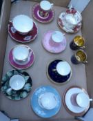 A collection of tea and coffee cup and saucers to include Wedgwood Dancing Hours pattern, Wedgwood