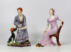 Two Buckingham China Limited edition figures Beatrix Potter & Jane Austen, tallest 18cm(2)